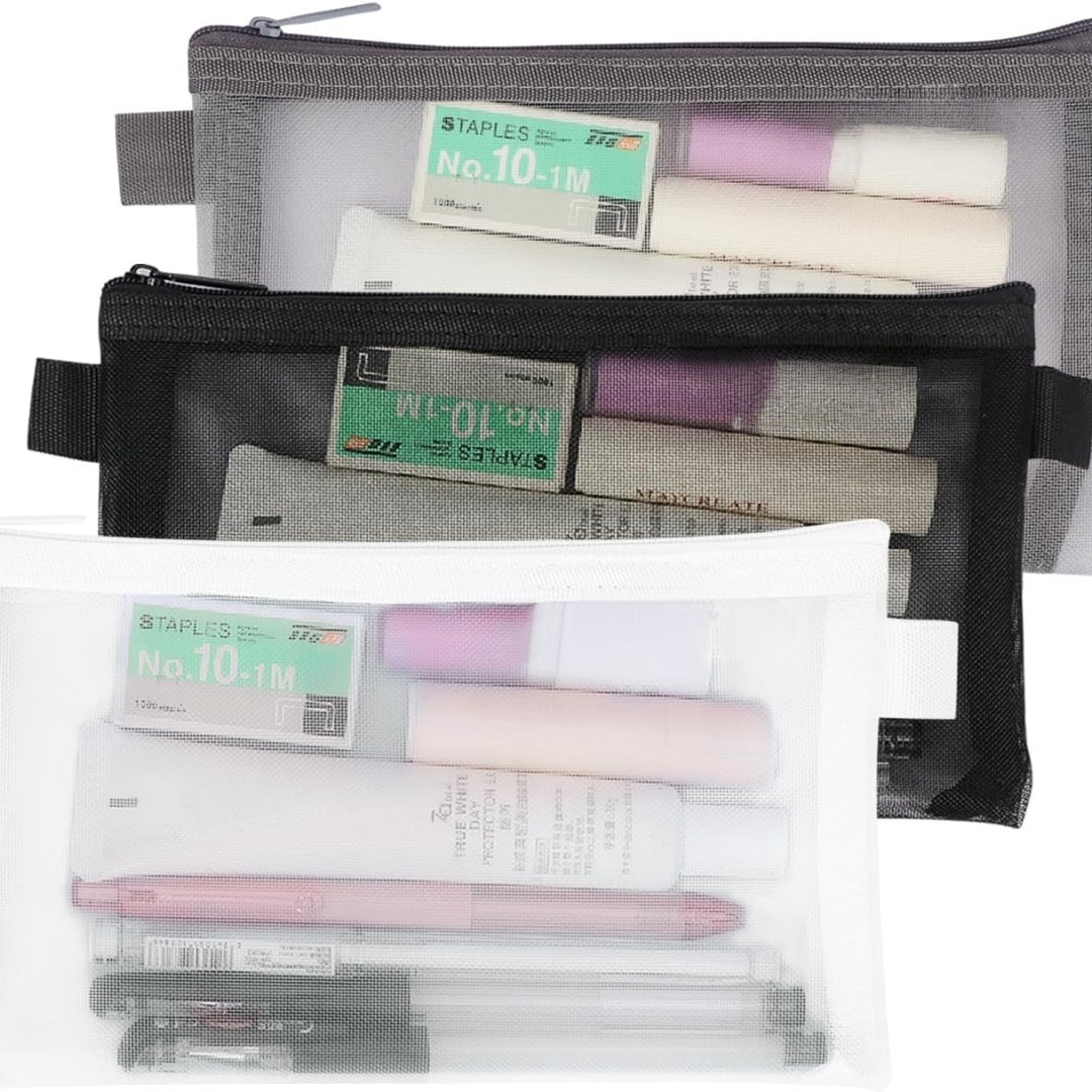 Bolsa de papelaria de escritór - Clear Mesh Pencil Pouch For Exam avaliação e preço