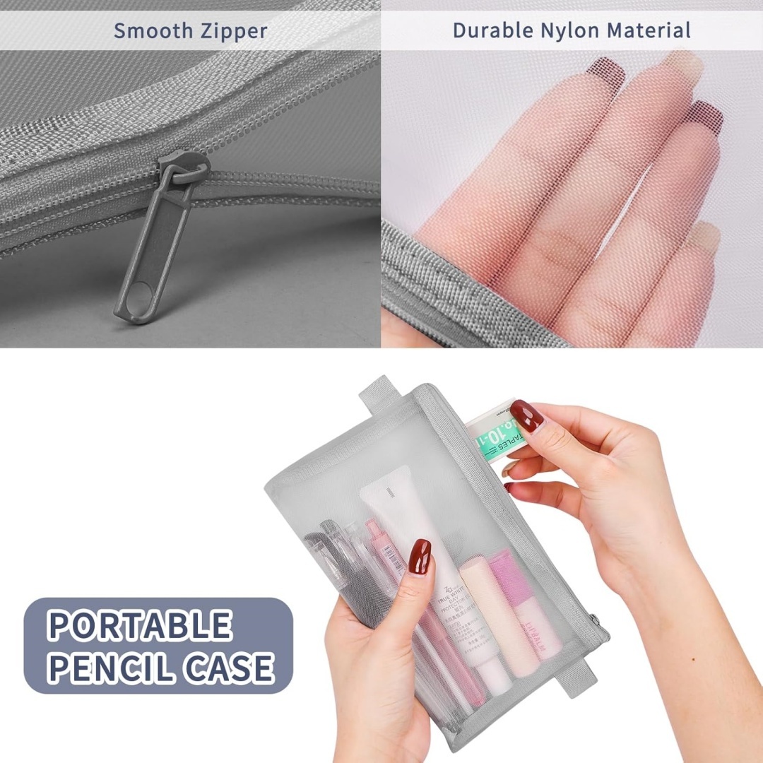 Bolsa de papelaria de escritór - Clear Mesh Pencil Pouch For Exam avaliação e preço